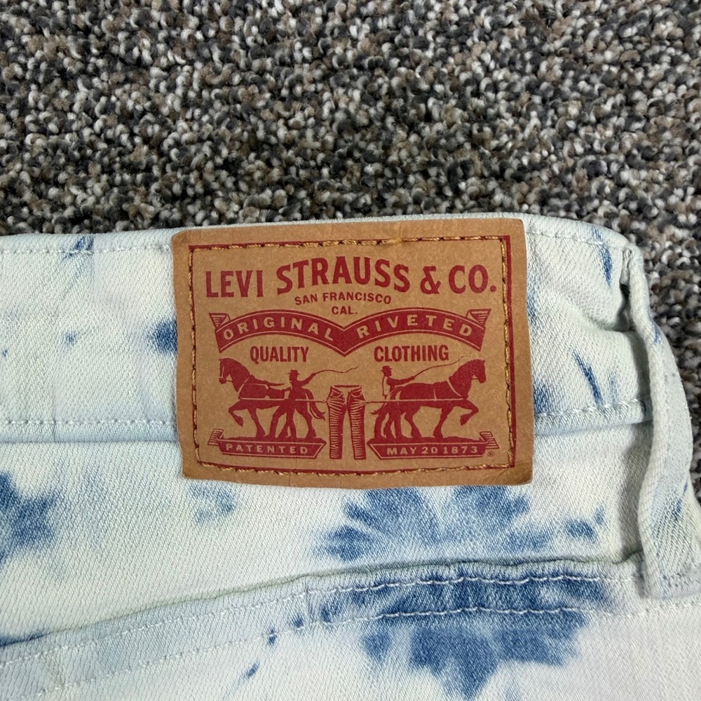 Levis 721 High Rise Skinny Ankle Tie Dye Jeans Blue White Raw Hem Womens 30 - Picture 7 of 13
